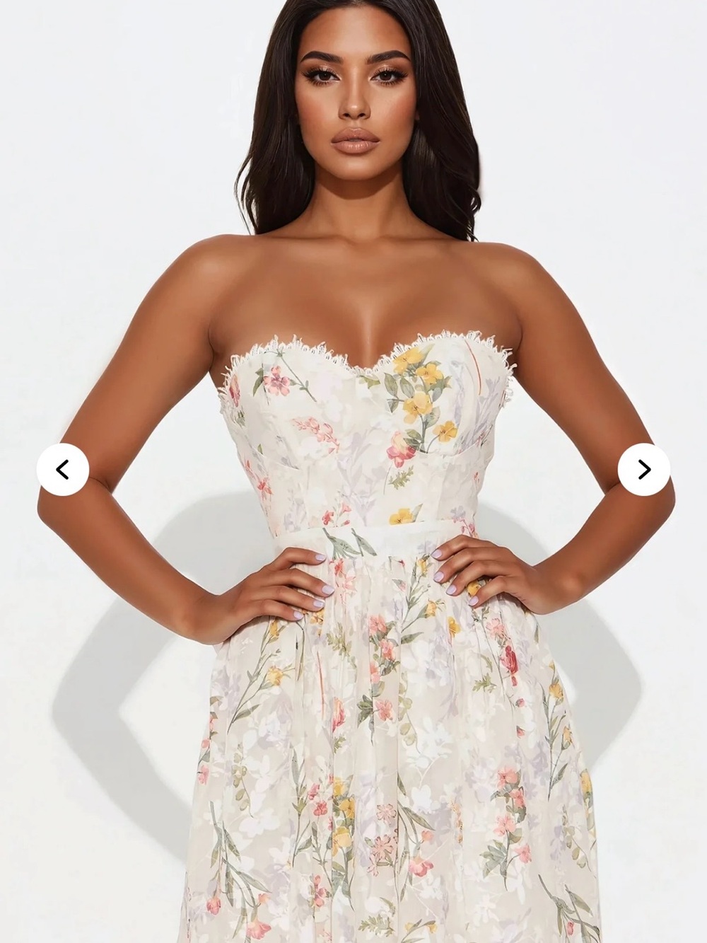 Fashion Nova White Strapless Floral Midi Dress - Picture 2 of 6